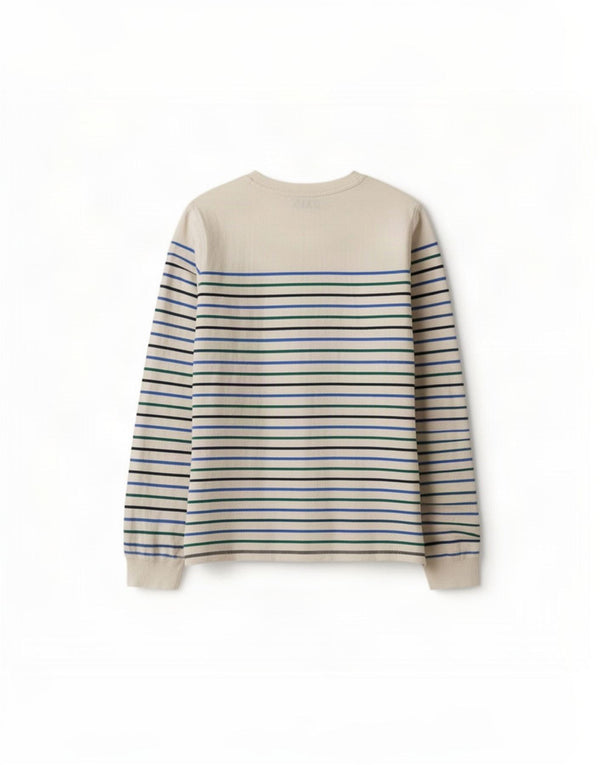 Top manica lunga da donna Marks & Spencer UK 18 XL cotone a righe bianche