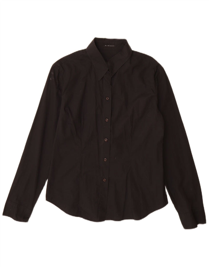 Camicia da donna Sisley UK 14 grande cotone nero