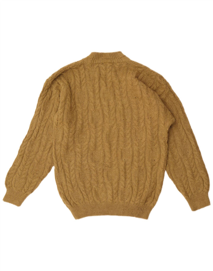 Maglione vintage da uomo con collo alto e lana di alpaca kaki