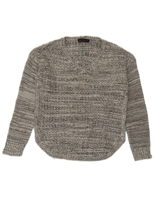 Maglione maglione con scollo a V da donna Marks & Spencer UK 14 medio blu navy screziato