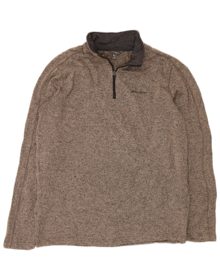 EDDIE BAUER Felpa con collo con zip da uomo Maglione grande poliestere chiazzato beige