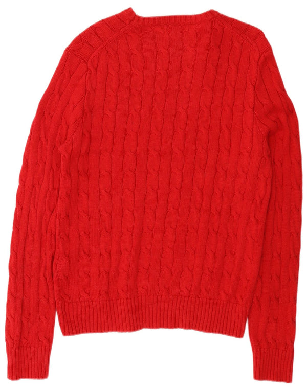 Polo Ralph Lauren Maglione da donna con scollo a barca UK 10 Piccolo cotone rosso