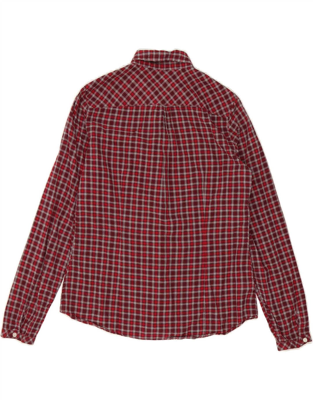 EDDIE BAUER Womens Ruffle Front Shirt UK 14 Medium Red Check Cotton Vintage Eddie Bauer and Second-Hand Eddie Bauer from Messina Hembry 