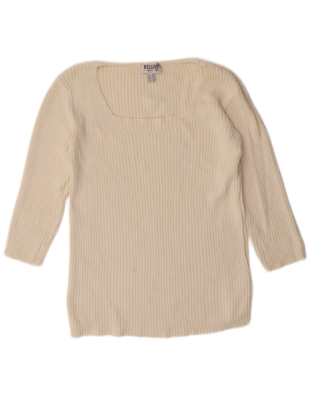 HELLINE Womens 3/4 Sleeve Boat Neck Jumper Sweater UK 14 Medium Off White