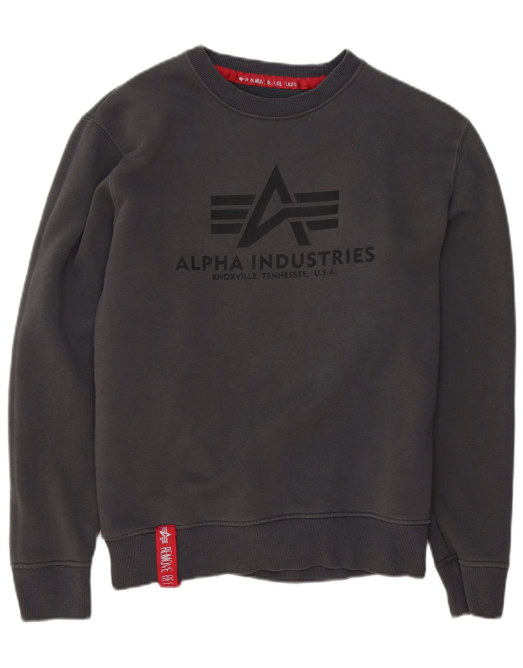Felpa grafica da uomo Alpha Industries, piccola, in cotone grigio