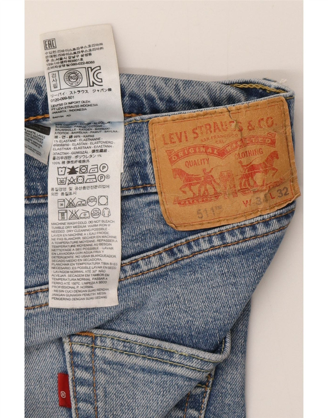 Jeans Levi's Uomo 511 Slim W34 L32 Cotone Blu