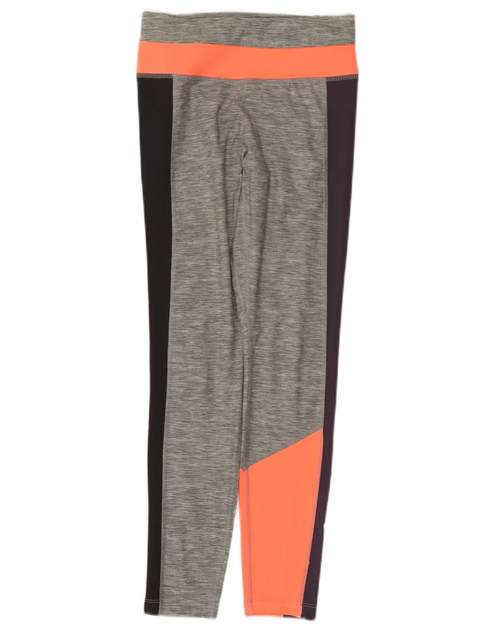 Leggings Nike Dri Fit da donna UK 10 Small Grigio Colourblock in poliestere