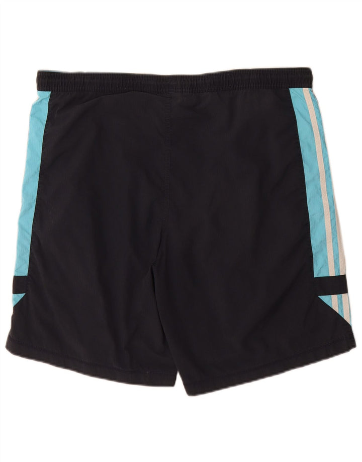 Pantaloncini sportivi Adidas da uomo medi blu navy color block in poliammide