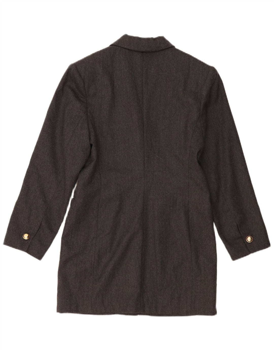 Giacca blazer vintage da donna a 1 bottone con linea lunga US 2 XS in lana grigia