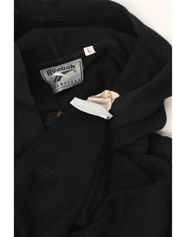 Giacca in pile con cappuccio Reebok da uomo UK 40 Large Nero Poliestere