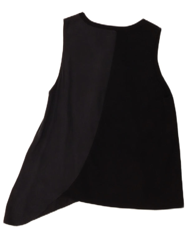 Top tunica asimmetrica senza maniche da donna Zara UK 10 Small Black Colourblock