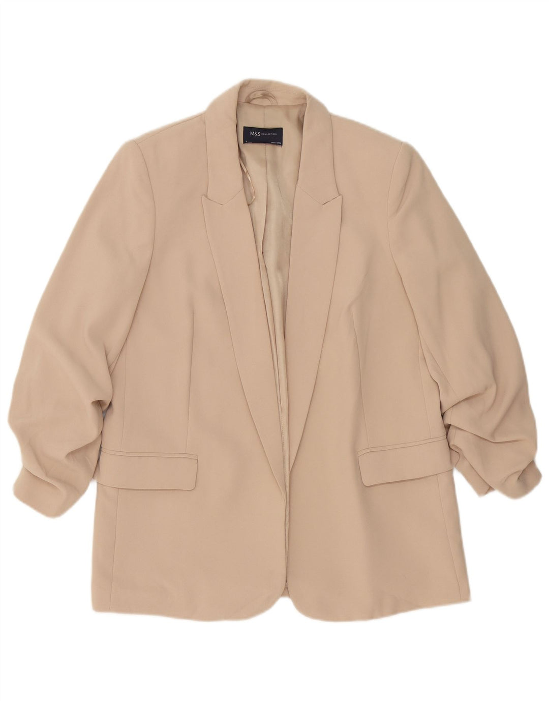 Giacca Open Blazer da donna Marks & Spencer UK 12 Poliestere beige medio