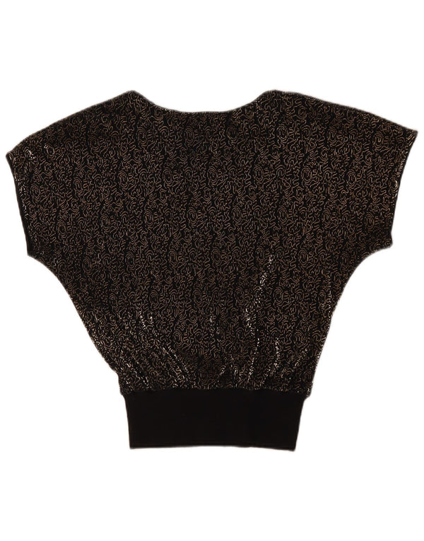 Camicetta a pipistrello da donna di Diana Bentall Top UK 10 Piccolo acrilico floreale nero