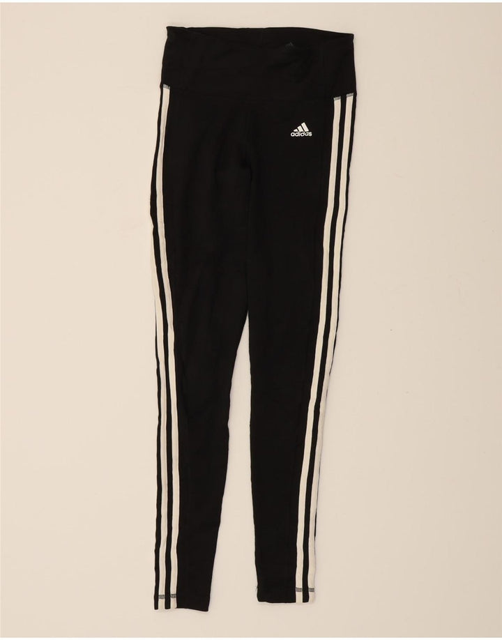 ADIDAS Womens Leggings UK 8/10 Small  Black Polyester Vintage Adidas and Second-Hand Adidas from Messina Hembry 
