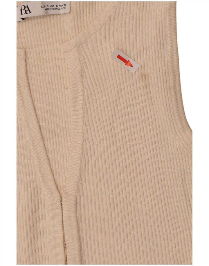 Top cardigan da donna Zara UK 8 piccolo in viscosa bianco sporco