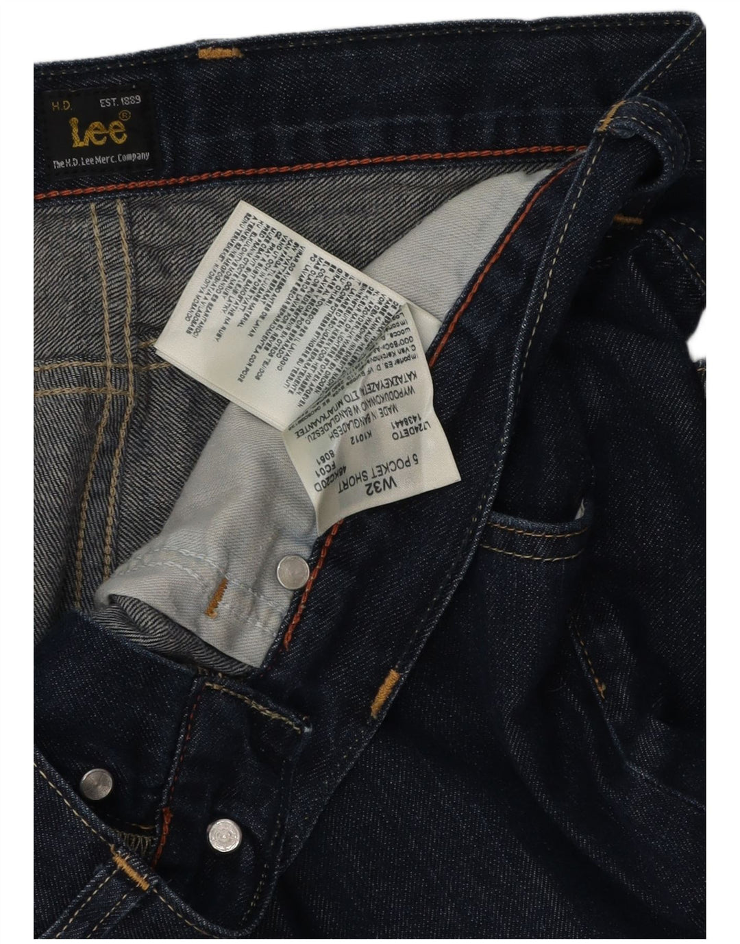 Pantaloncini corti in denim da uomo a 5 tasche Lee W32 cotone blu navy medio