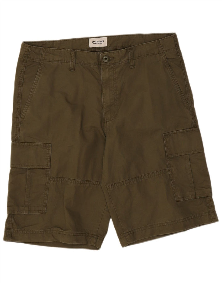 Pantaloncini cargo da uomo Jack & Jones medi W34 cotone kaki