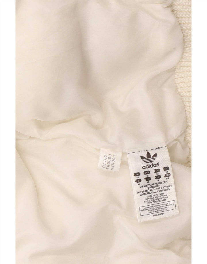 Giacca imbottita con grafica Adidas da donna UK 10 Small Poliestere bianco