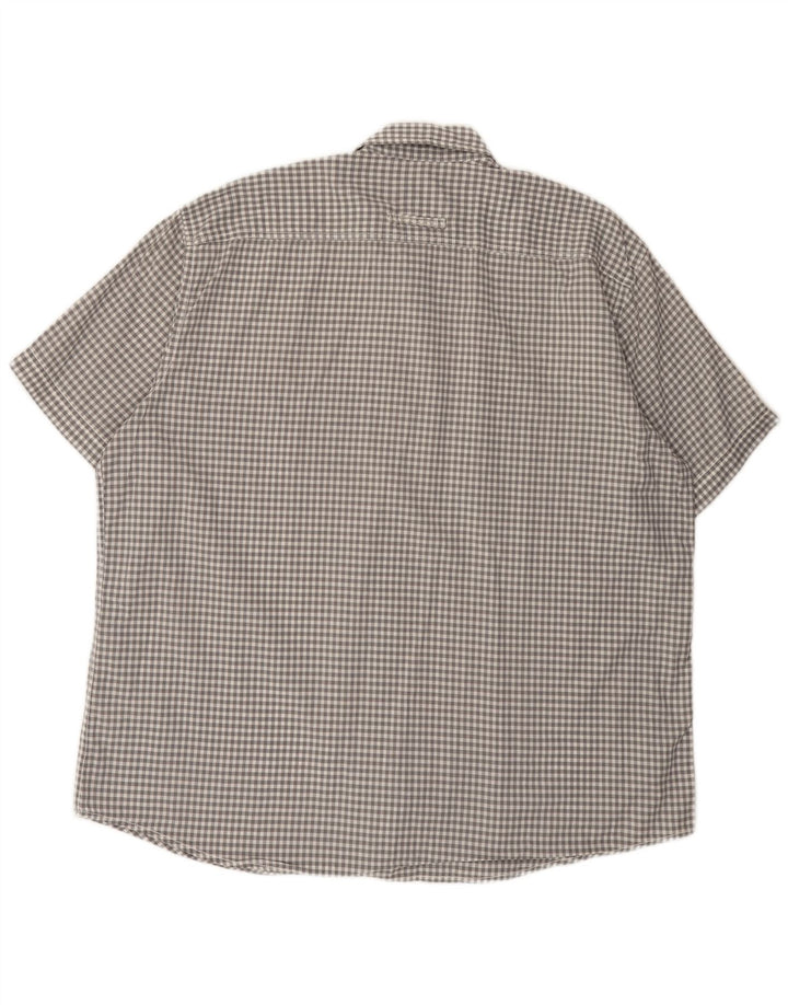 Camicia da uomo a maniche corte con vestibilità regolare Camel Active 2XL in cotone a quadretti grigio