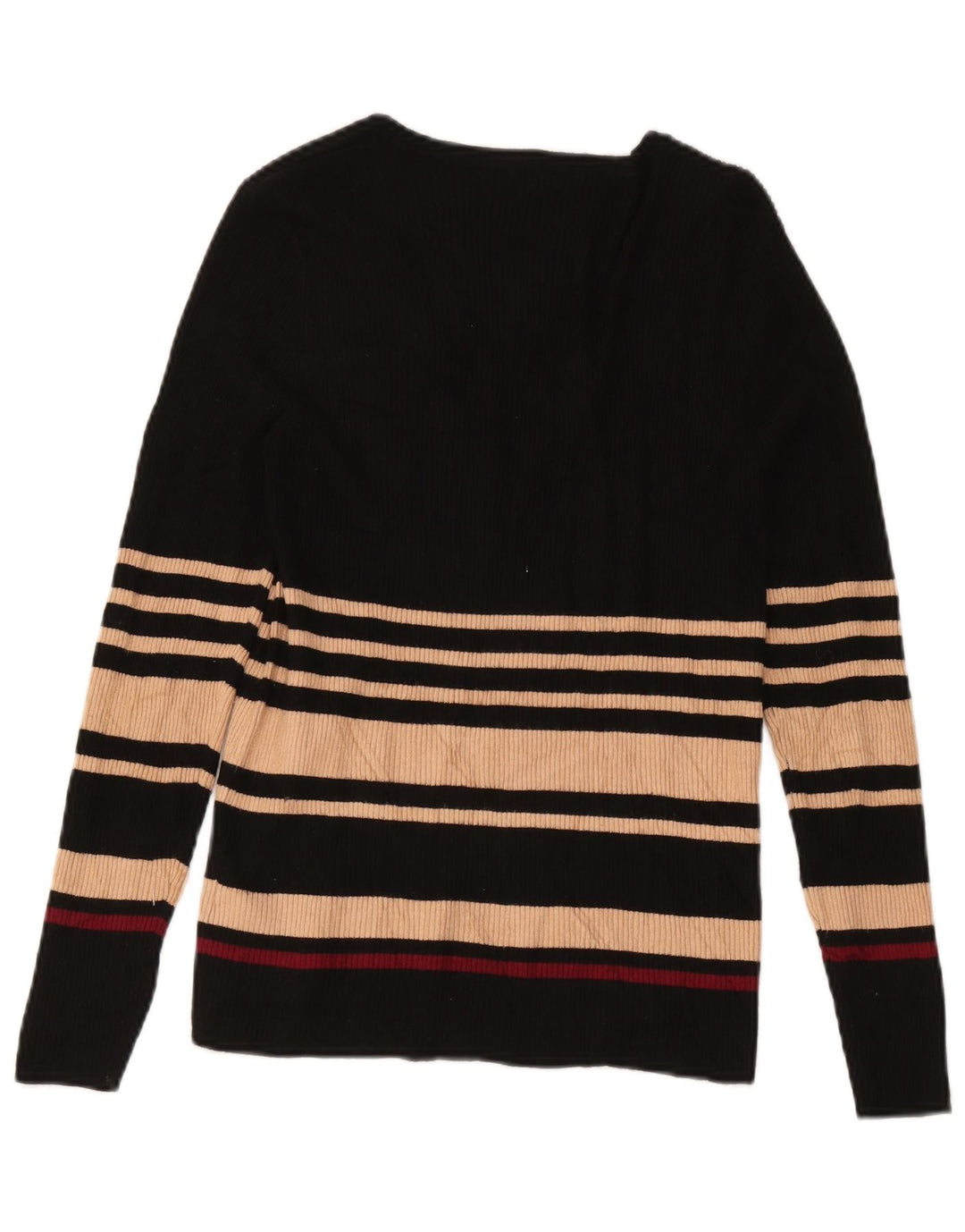 Maglione maglione con scollo a V da donna Marks & Spencer UK 14 medio a righe nere