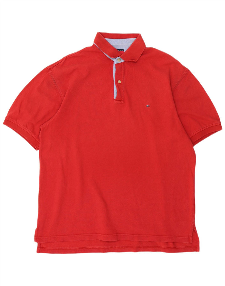 TOMMY HILFIGER Polo da uomo grande in cotone rosso