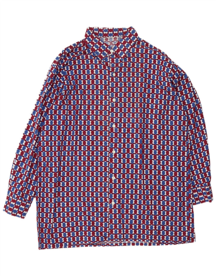 Camicia vintage da uomo grande geometrica multicolore