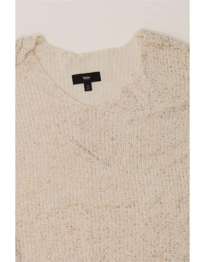 MOSSIMO Womens V-Neck Jumper Sweater UK 14 Medium Off White Flecked Vintage Mossimo and Second-Hand Mossimo from Messina Hembry 