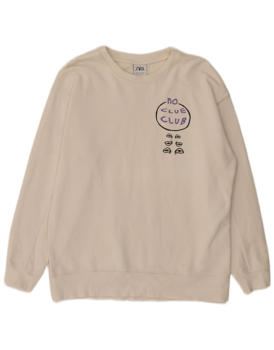 Felpa grafica da uomo Zara in cotone bianco medio