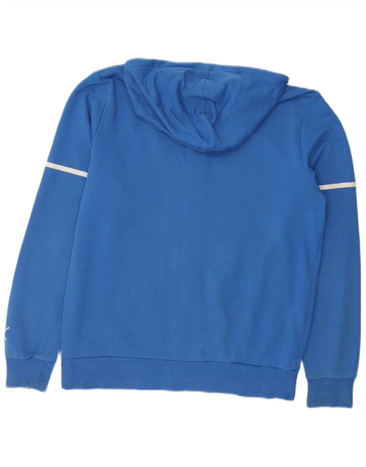 Felpa con cappuccio e zip grafica da uomo Puma grande in cotone blu