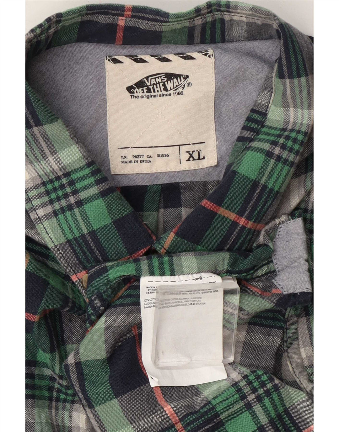 Camicia Vans da uomo in flanella XL verde a quadri in cotone