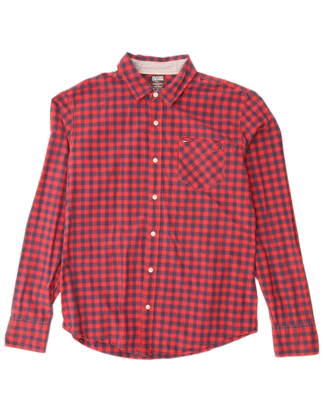 Camicia da uomo Tommy Hilfiger grande cotone a quadri rossi
