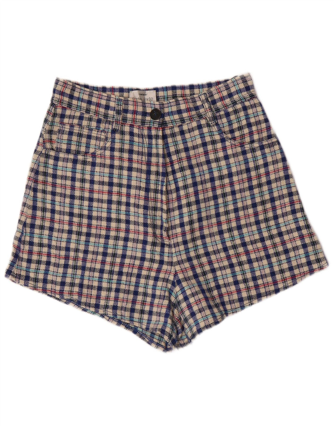 VINTAGE Womens Casual Shorts W28 Medium Multicoloured Check Linen