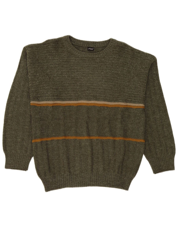 Maglione girocollo da uomo Rodes IT 50 Acrilico a righe verde medio
