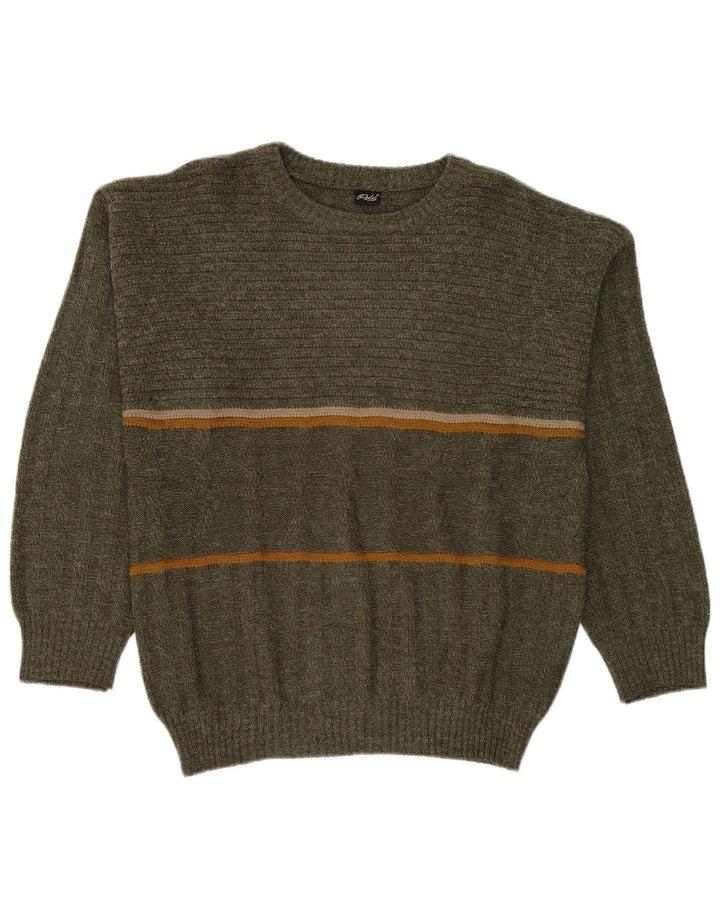 Maglione girocollo da uomo Rodes IT 50 Acrilico a righe verde medio