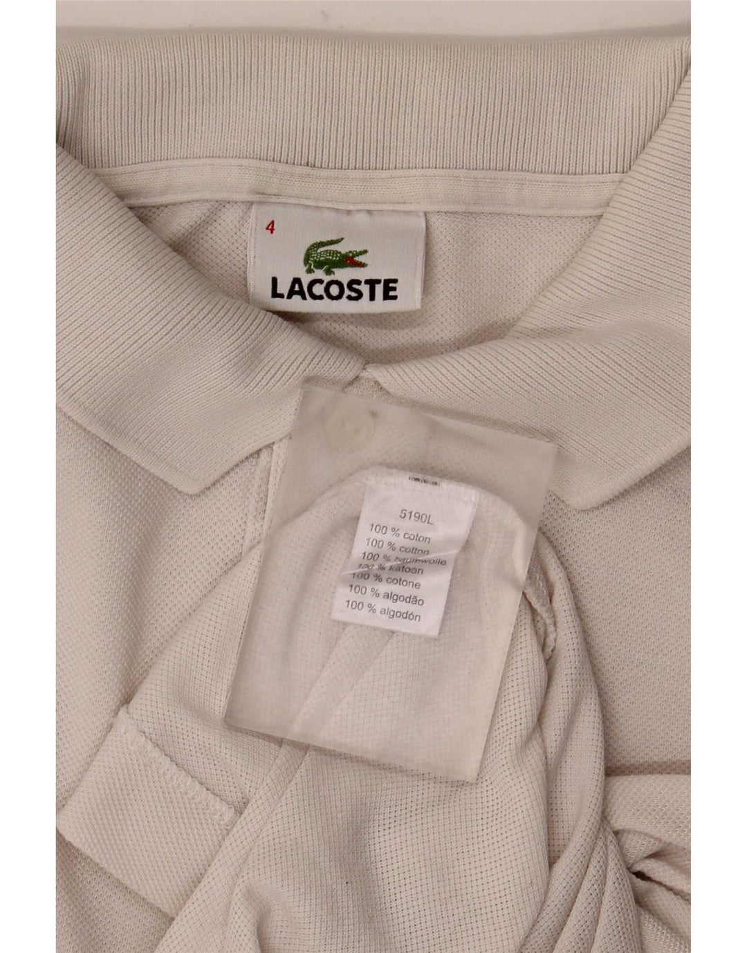 Polo da uomo Lacoste taglia 4 media in cotone bianco