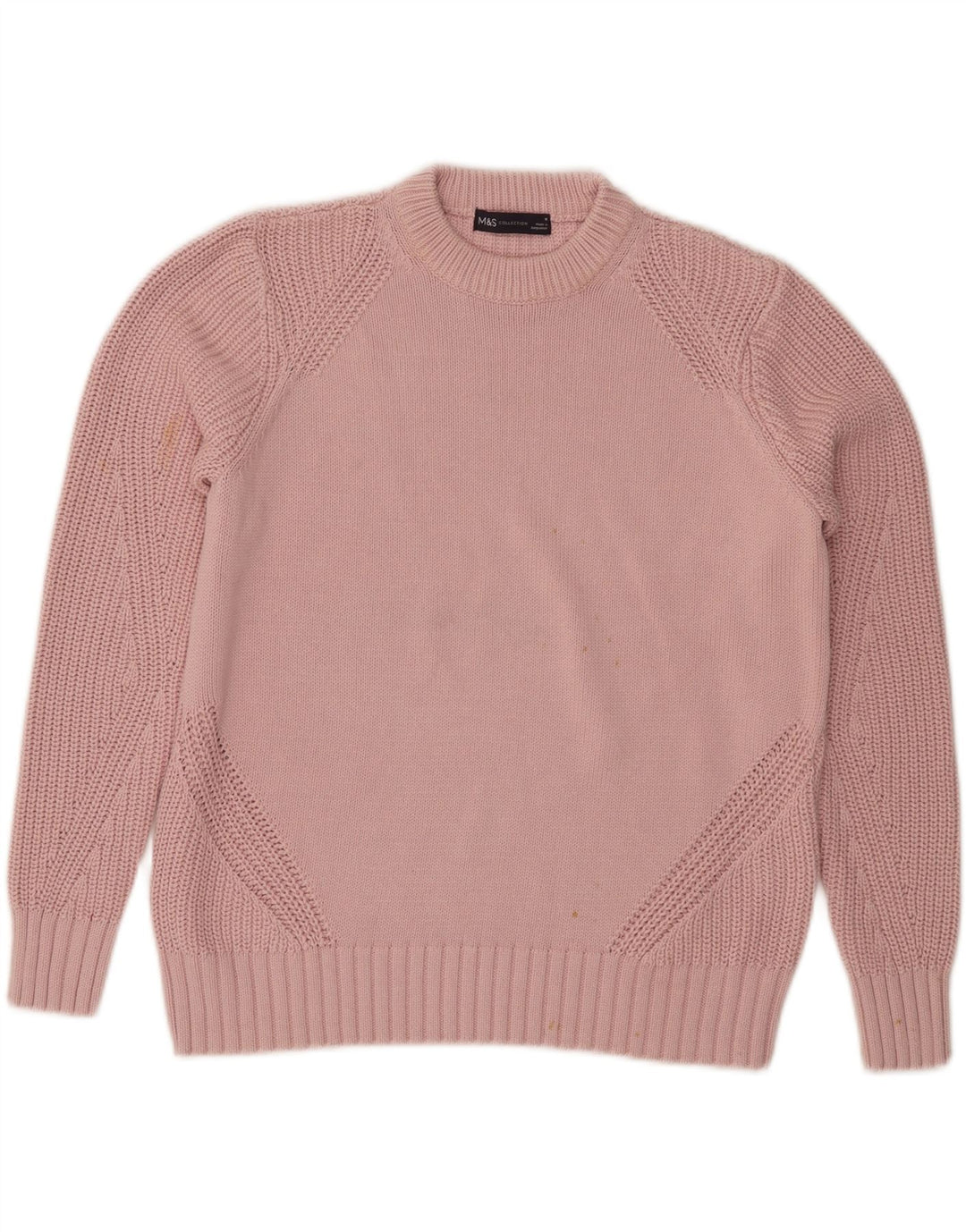 Maglione maglione girocollo da donna Marks & Spencer UK 14 Cotone rosa medio