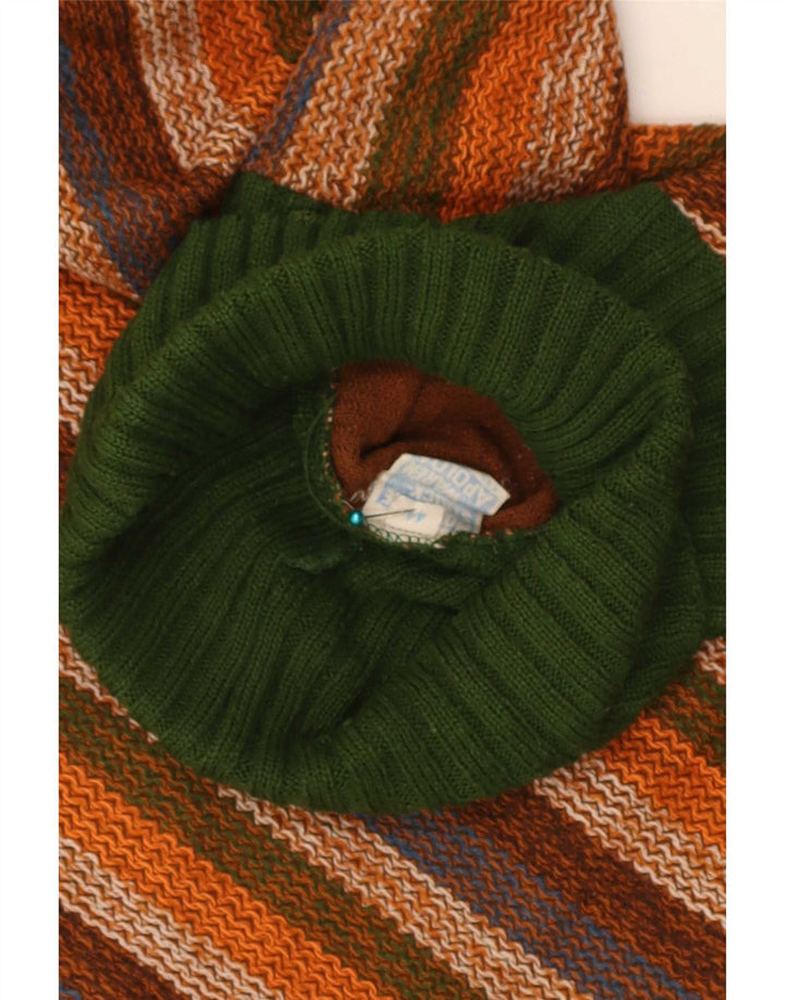 Maglione vintage da donna con collo alto IT 44 a righe multicolori medie