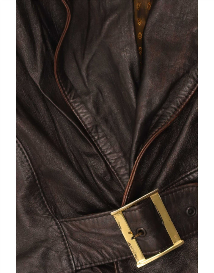 Giacca in pelle vintage da donna UK 12 Marrone medio