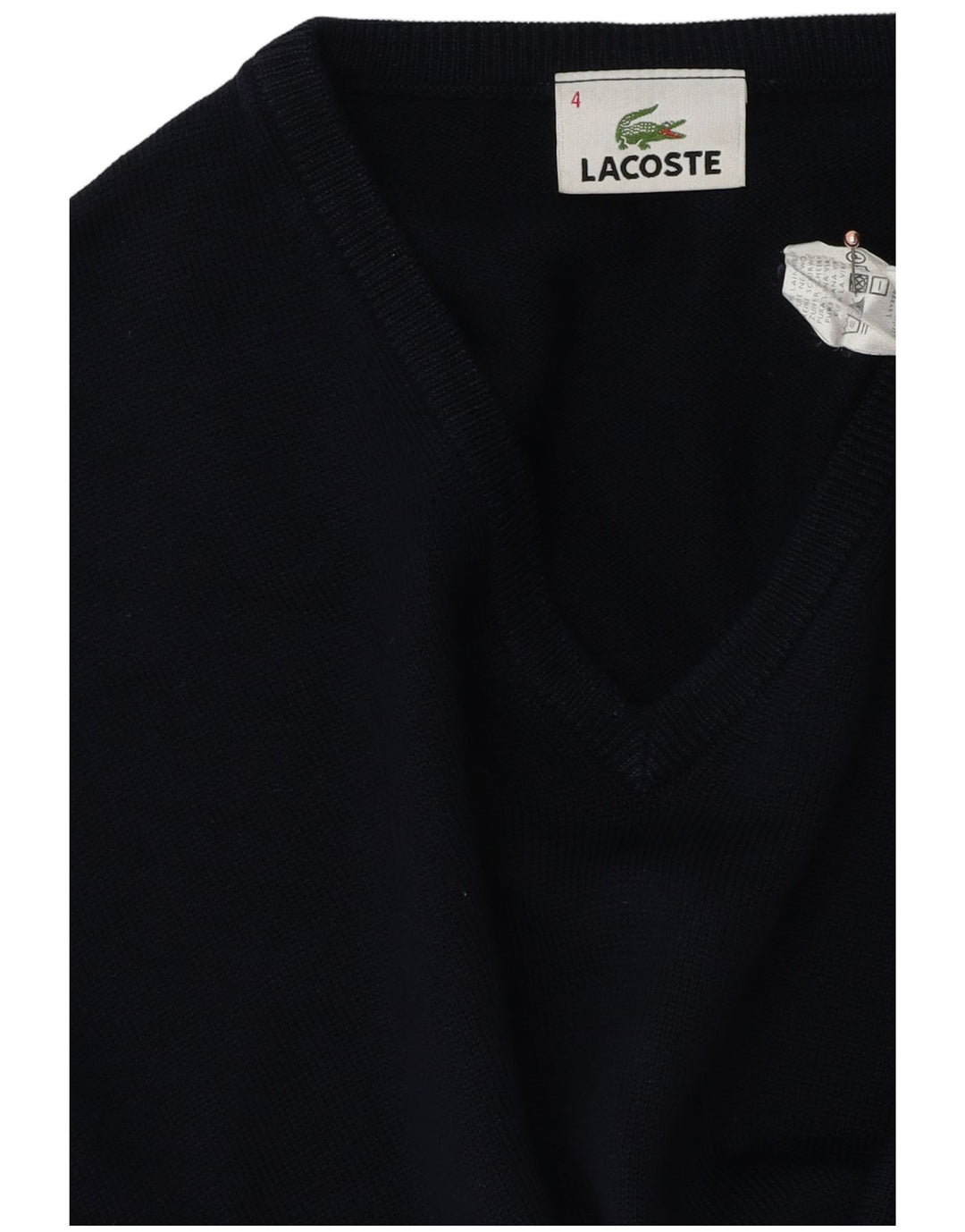 Maglione da uomo con scollo a V Lacoste taglia 4 medio blu navy in lana vergine