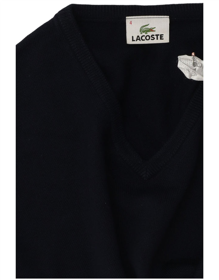 Maglione da uomo con scollo a V Lacoste taglia 4 medio blu navy in lana vergine