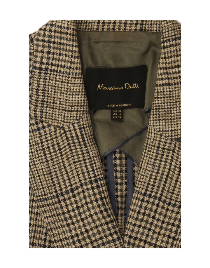 MASSIMO DUTTI Womens Double Breasted Blazer Jacket EU 36 XS Grey Check Vintage Massimo Dutti and Second-Hand Massimo Dutti from Messina Hembry 