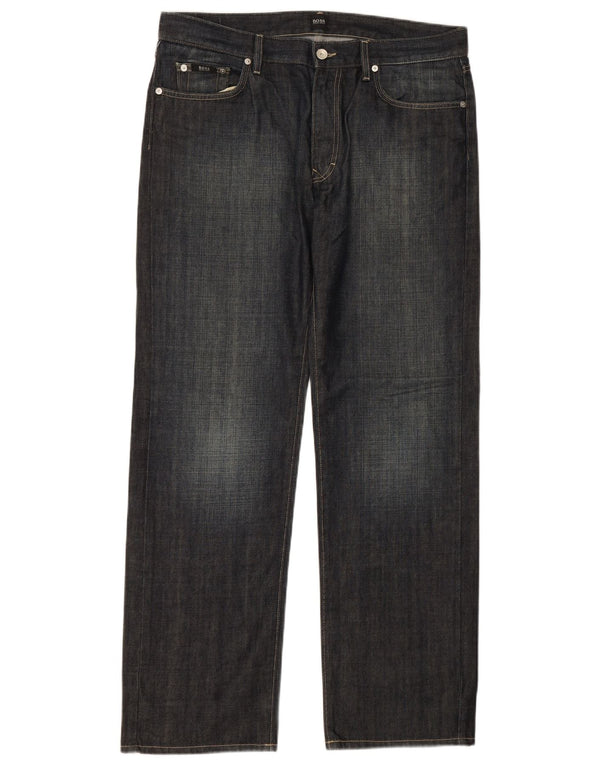 Jeans dritti da uomo HUGO BOSS W36 L32 cotone blu navy