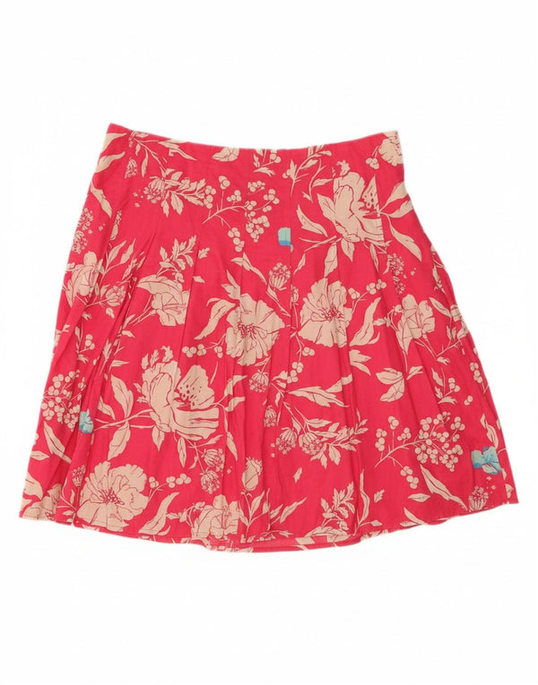 OLD NAVY Womens Low Waist A-Line Skirt US 10 Large W34  Red Floral Cotton