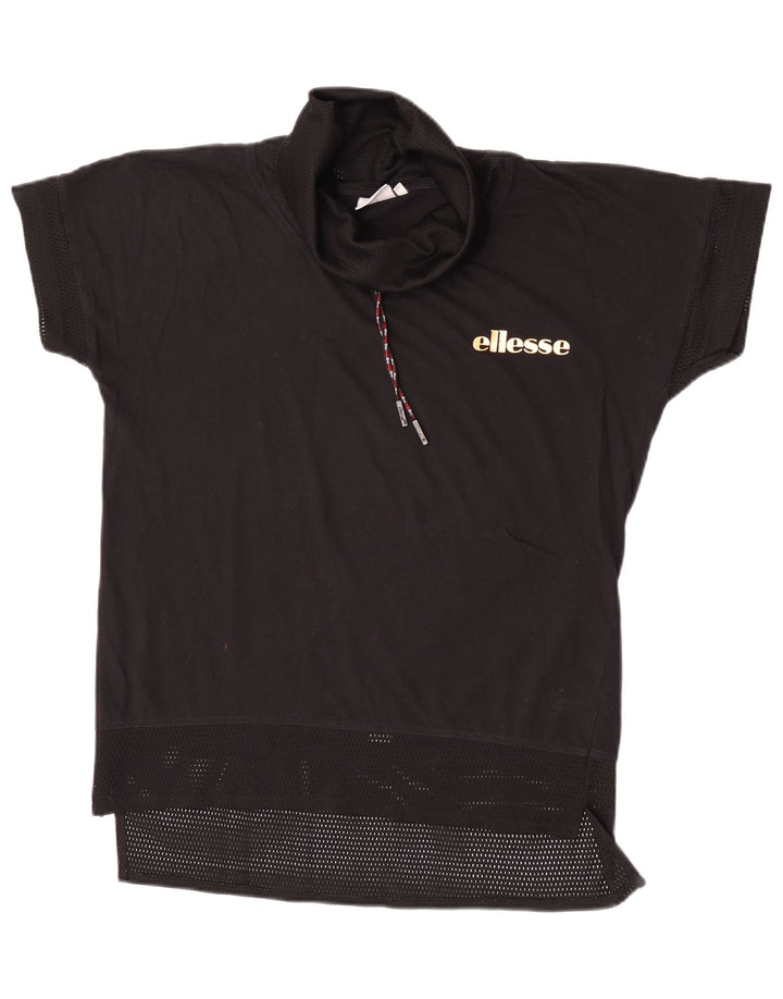 T-shirt grafica da donna Ellesse Top UK 14 cotone nero medio