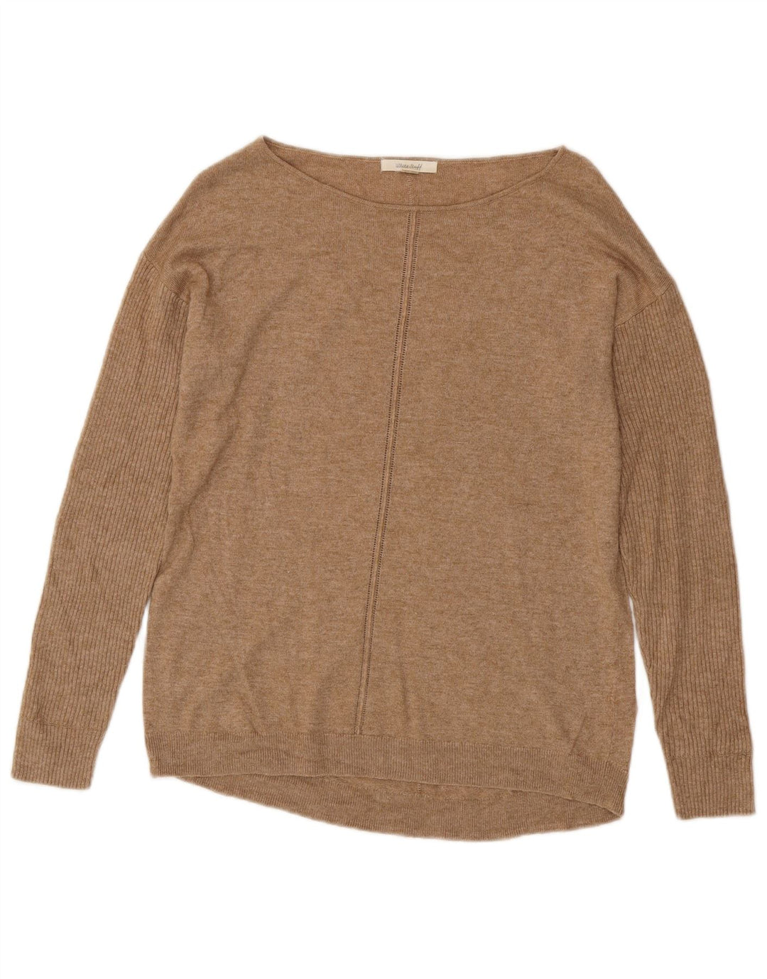 WHITE STUFF Maglione da donna con scollo a barchetta UK 12 Viscosa beige medio