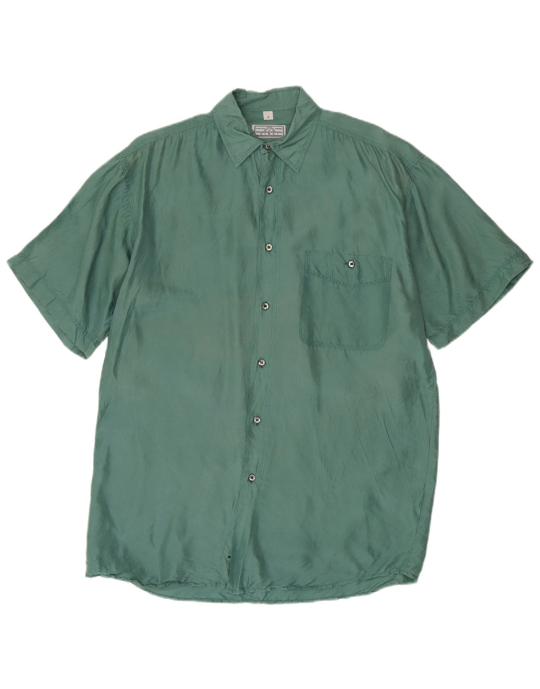Camicia a maniche corte da uomo Vinci piccola in seta verde