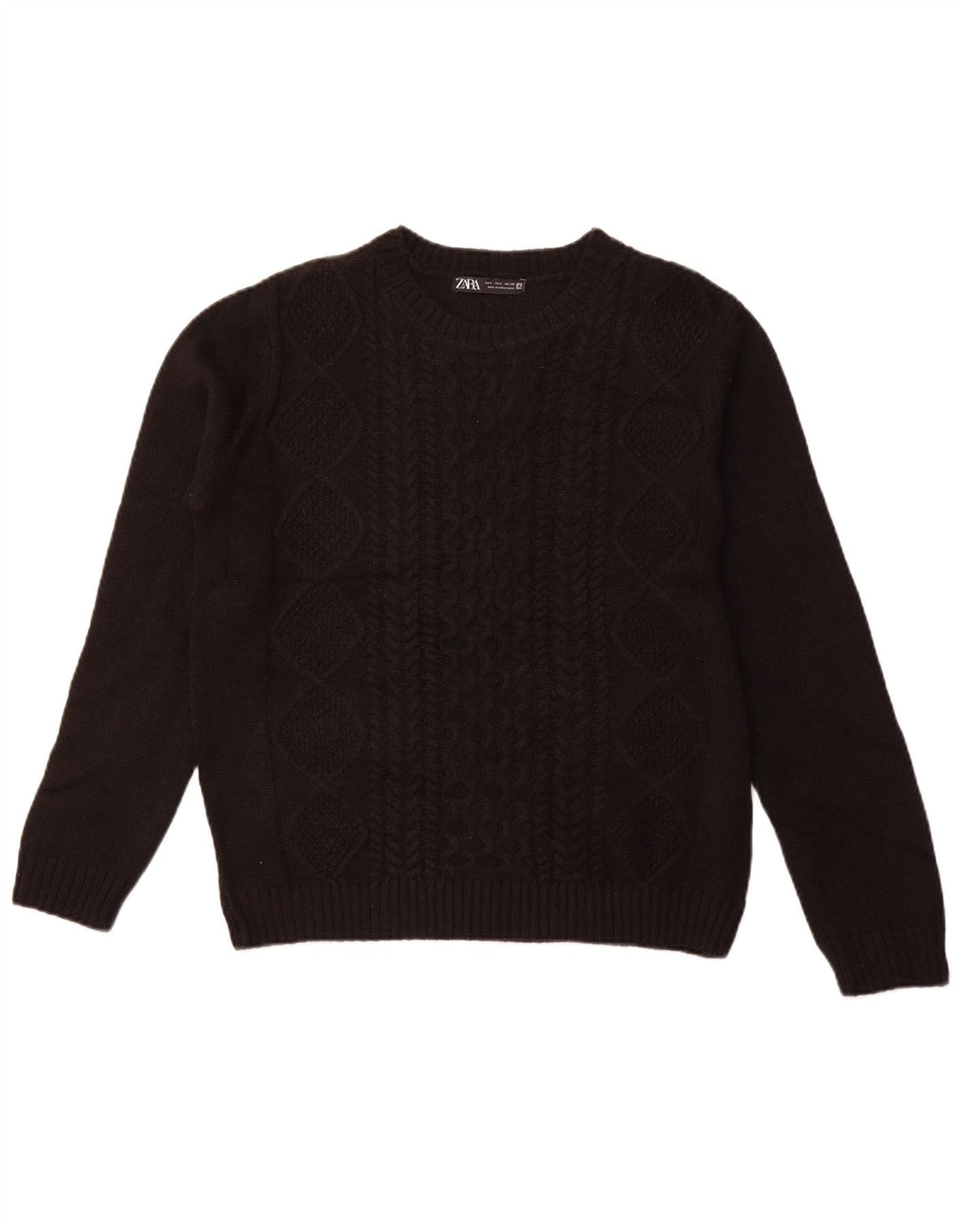 Maglione maglione girocollo da donna Zara UK 14 grande acrilico nero