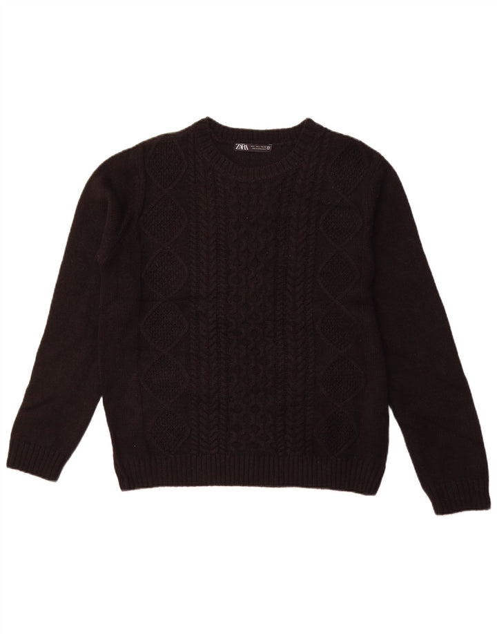 Maglione maglione girocollo da donna Zara UK 14 grande acrilico nero