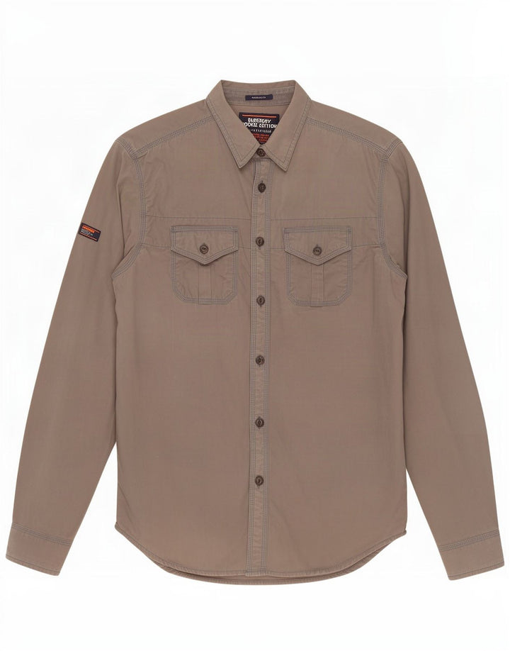Camicia da uomo Regular Fit Superdry in cotone grigio medio