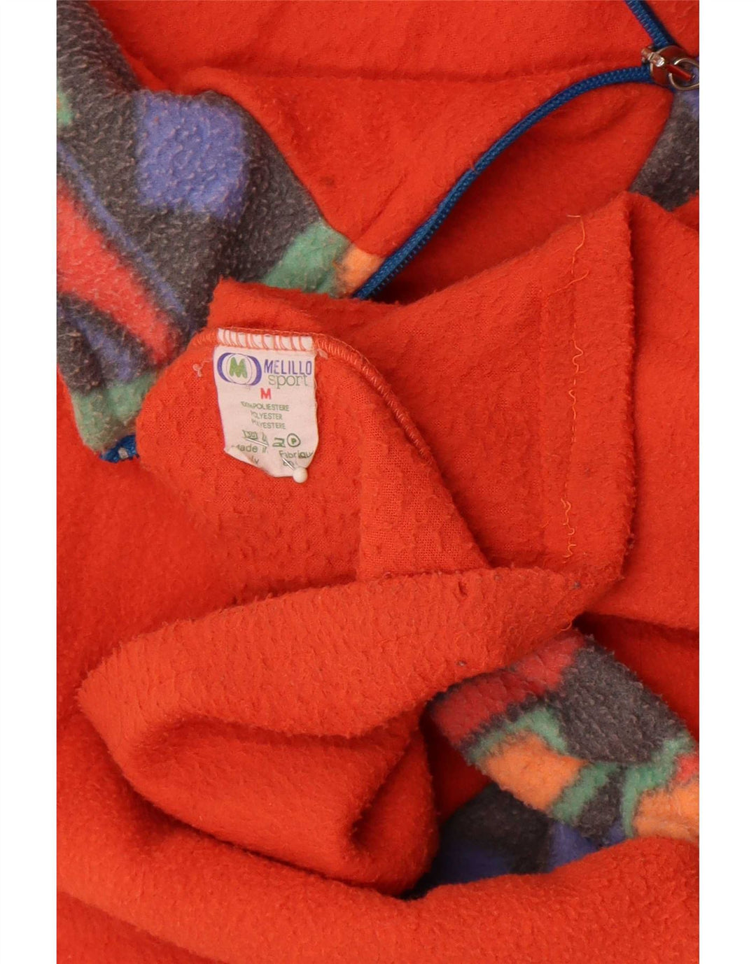 Maglione in pile con collo con zip grafico vintage da uomo arancione medio geometrico